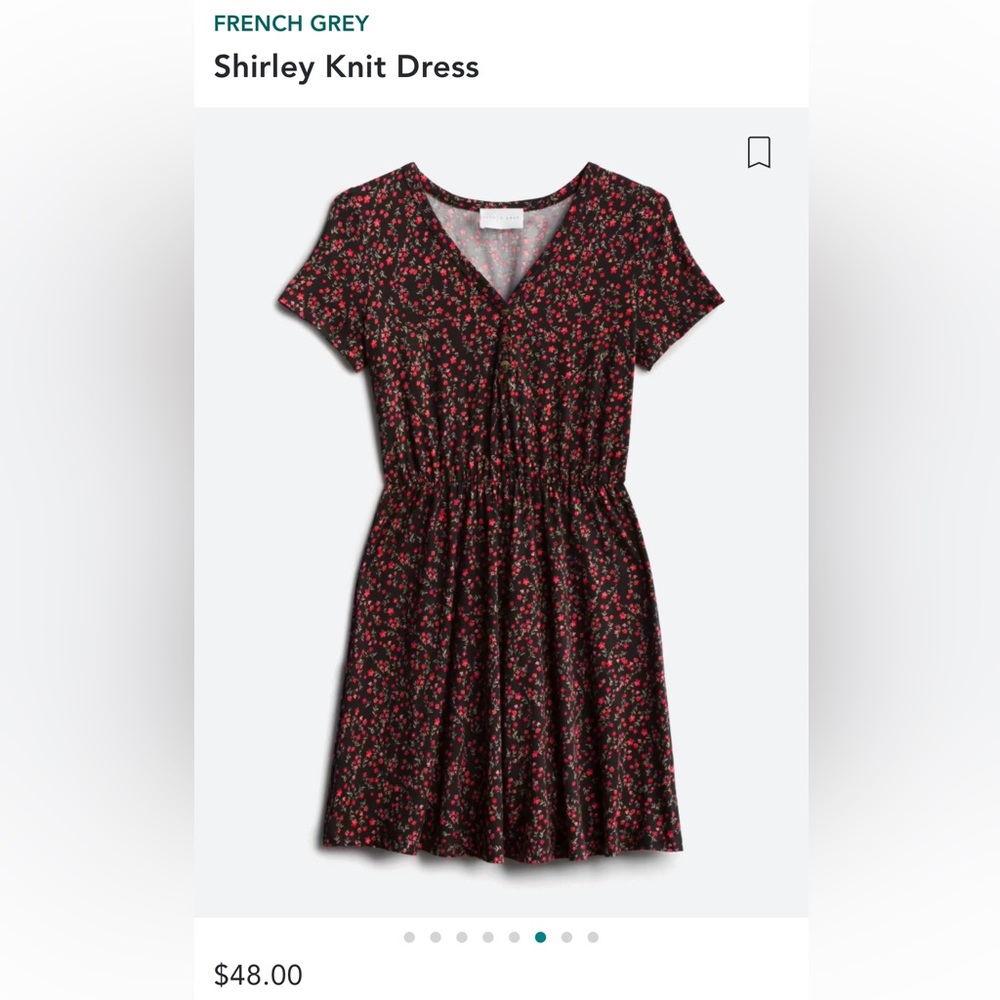 French Grey - Shirley Knit Dress - Black & Red Floral - Size L